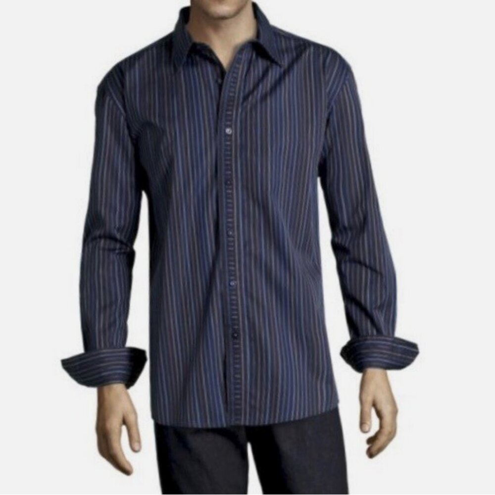 NWOT Zagiri French Connection Jacquard Navy Striped Shirt
